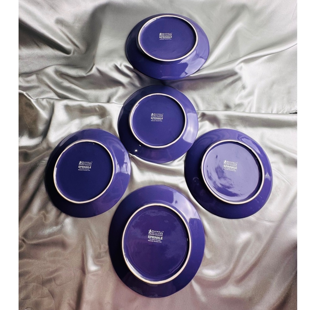 Maxwell & Williams Sprinkle Purple Polka Dot 8 Inch Salad Plates Set of 5 - Picture 4 of 9